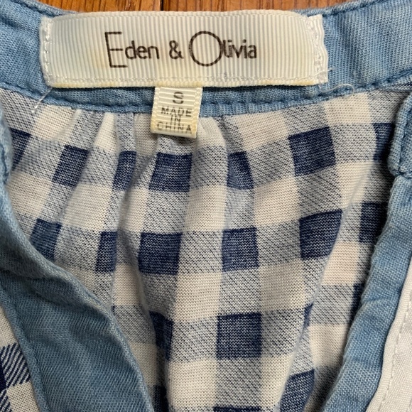 Eden & Olivia Shirt Size S Blue Plaid Long Sleeve Roll Tab Sleeves Anthropologie - Picture 9 of 11